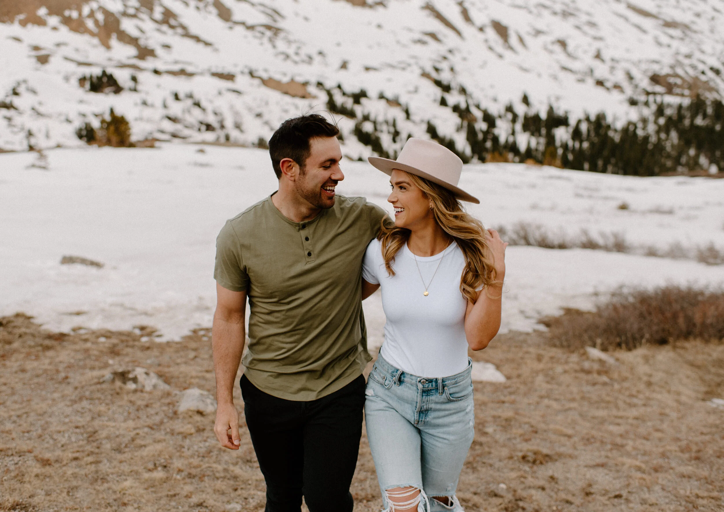  Colorado engagement session on Loveland Pass. Loveland Pass engagement photos.  Loveland Pass elopement photo. Colorado wedding and elopement photographer, Alyssa Carpenter. Colorado wedding photography. Colorado adventure engagement session photographer. Mountain engagement session. Casual engagement session outfit ideas. Colorado engagement session location ideas.  