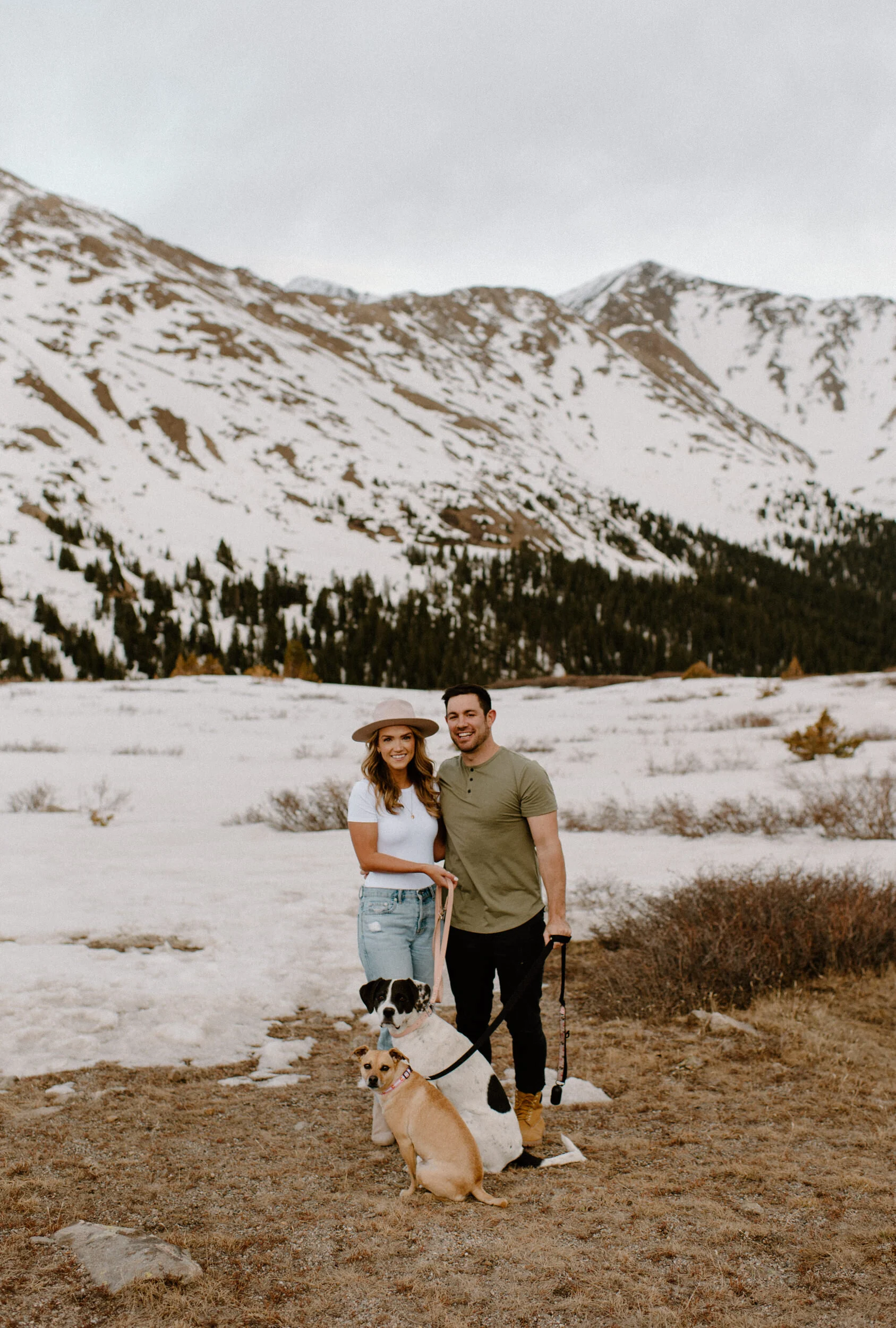  Loveland Pass engagement session. Loveland Pass engagement photos in Colorado. Engagement session with dogs. Save the date ideas with dogs. Colorado wedding photographer. Colorado elopement photography.  