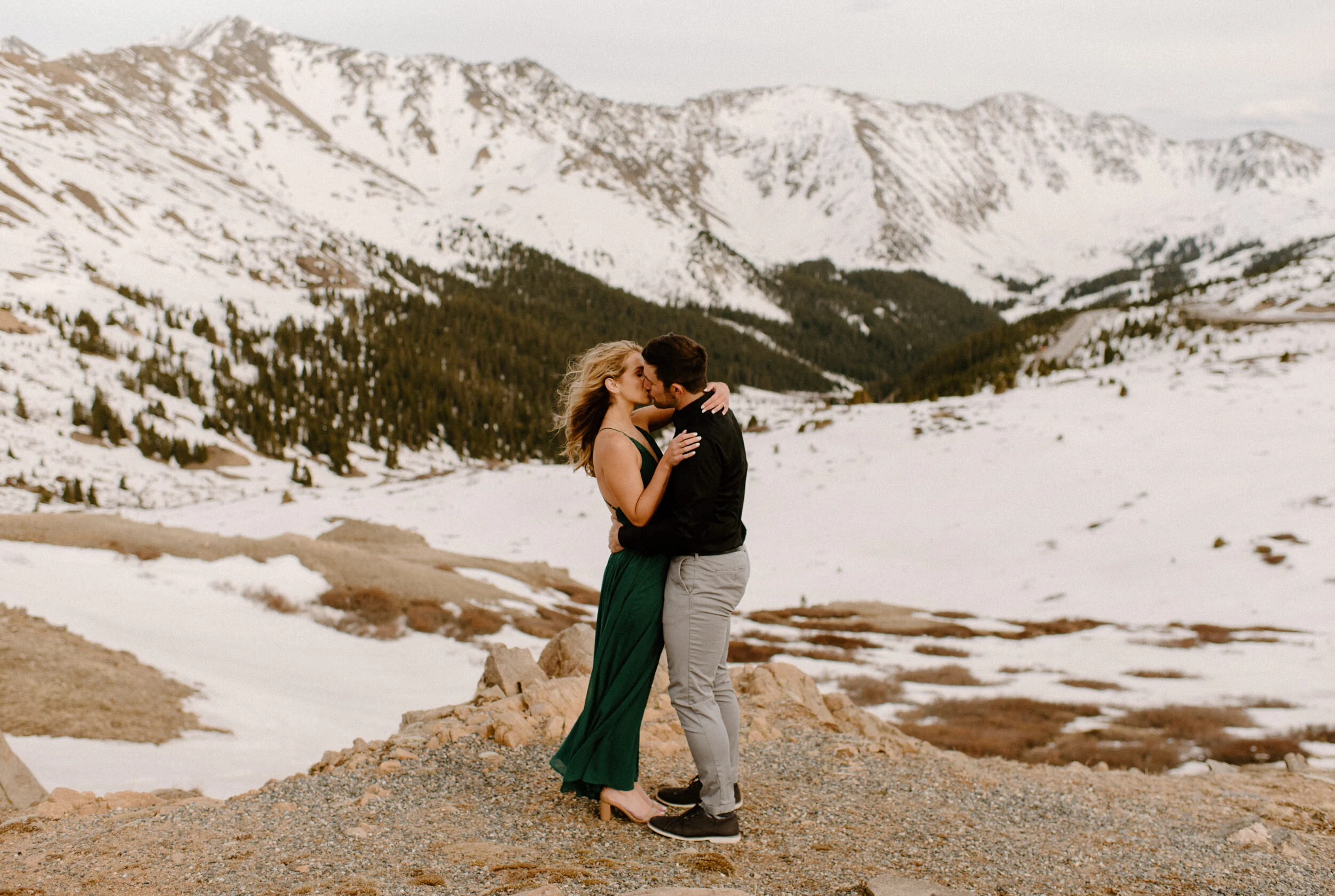  Snowy engagement session on Loveland Pass. Winter engagement photo ideas. Colorado wedding photographer. Loveland Pass engagement photos. Colorado elopement photographer.  