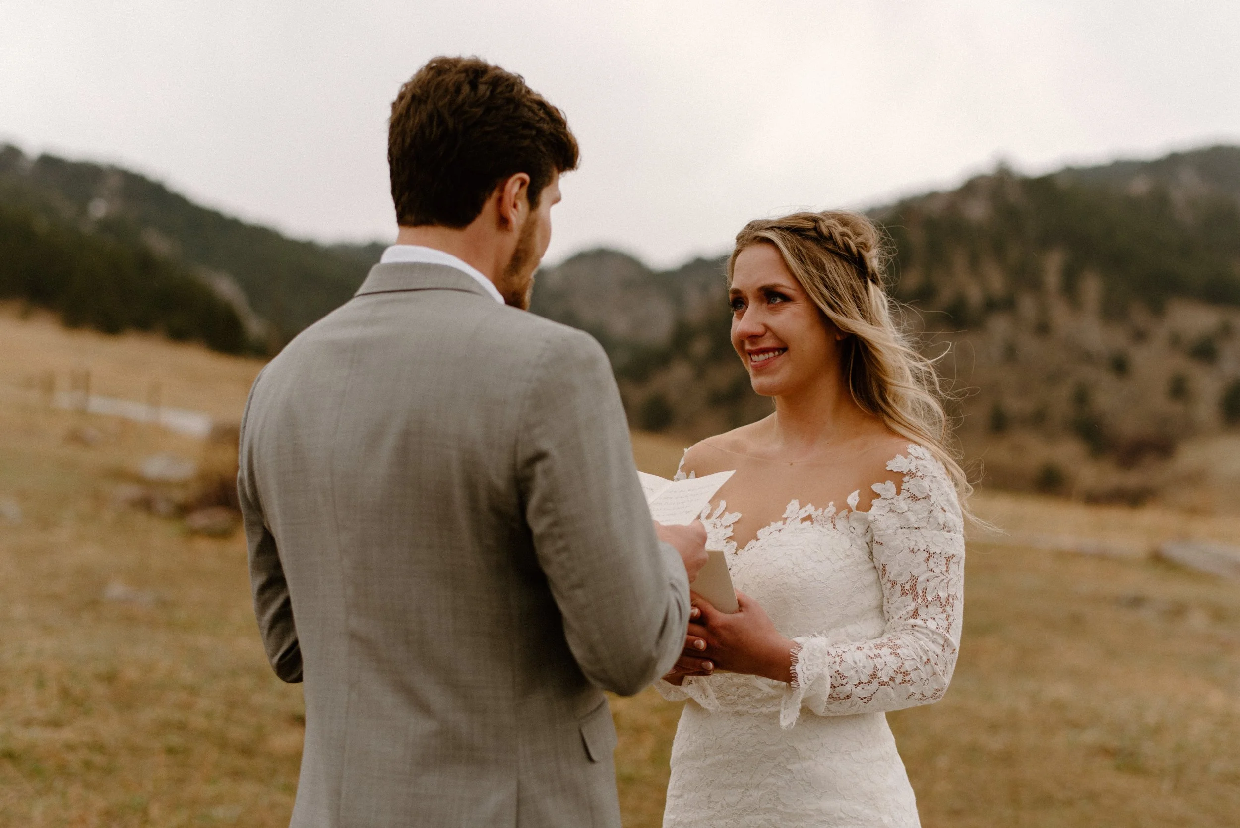 Elopement ceremony at Chautauqua Park in Boulder, Colorado.