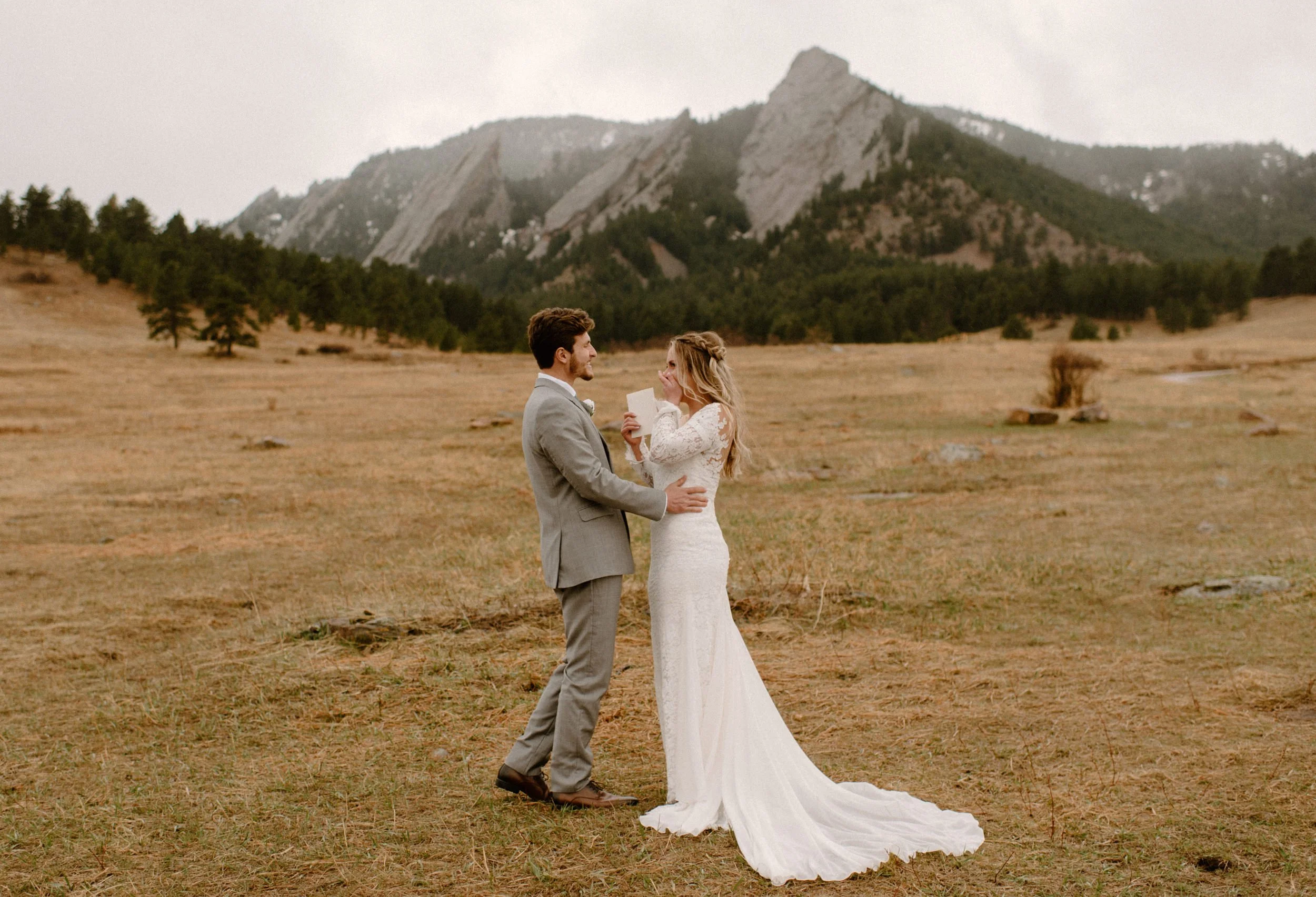 Elopement ceremony photos at Chautauqua Park in Boulder, Colorado.